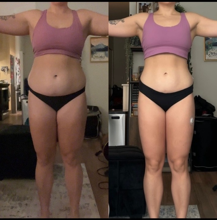 Client transformation in a mauve sports bra